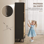 Modern Kitchen Sideboard with 2 Drawers, 2 Shelves and a Cabinet, 88x35x160 cm, Wood and Black