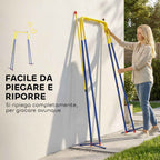 AIYAPLAY Garden Swing Frame with 2 Hooks, Steel, 128x155x157 cm, Yellow and Blue