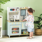 Children's Toy Kitchen with Stove and Cabinets, Made of Steel, Wood and PP, 72x33x85.2 cm, Blue and White