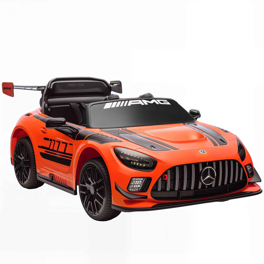 AIYAPLAY Electric Car for Children 3-8 Years Mercedes-AMG 12V with Remote Control, LED Lights, Transport Wheels, Orange