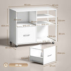 HOMCOM A4 Printer Table with Wheels and Drawer for Home and Office