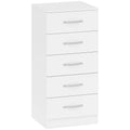 HOMCOM 5-Drawer Chest of Drawers, Modern Style, Chipboard, 40x35x85 cm, White
