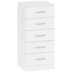 HOMCOM 5-Drawer Chest of Drawers, Modern Style, Chipboard, 40x35x85 cm, White