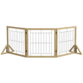 PawHut Folding Dog Gate with 3 Panels and Triangular Feet, 210x70 cm, Natural Wood