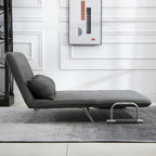 2 Seater Sofa Bed in Faux Leather and Steel with 5-Position Adjustable Seat, 105x80x78 cm, Grey