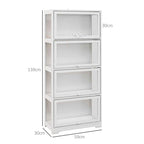 HOMCOM 4-Tier Collection Display Cabinet with Hinged Doors, Wood and Acrylic, 59x30x139 cm, White