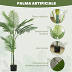 150cm Tall Indoor Artificial Areca Palm Plant with Pot, Home and Office Decoration, Green