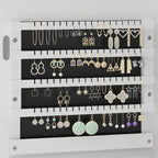 HOMCOM Wall-Mounted and Door-Mounted Jewelry Mirror with Illuminated Interior Mirror and Lock, 37x10x120 cm