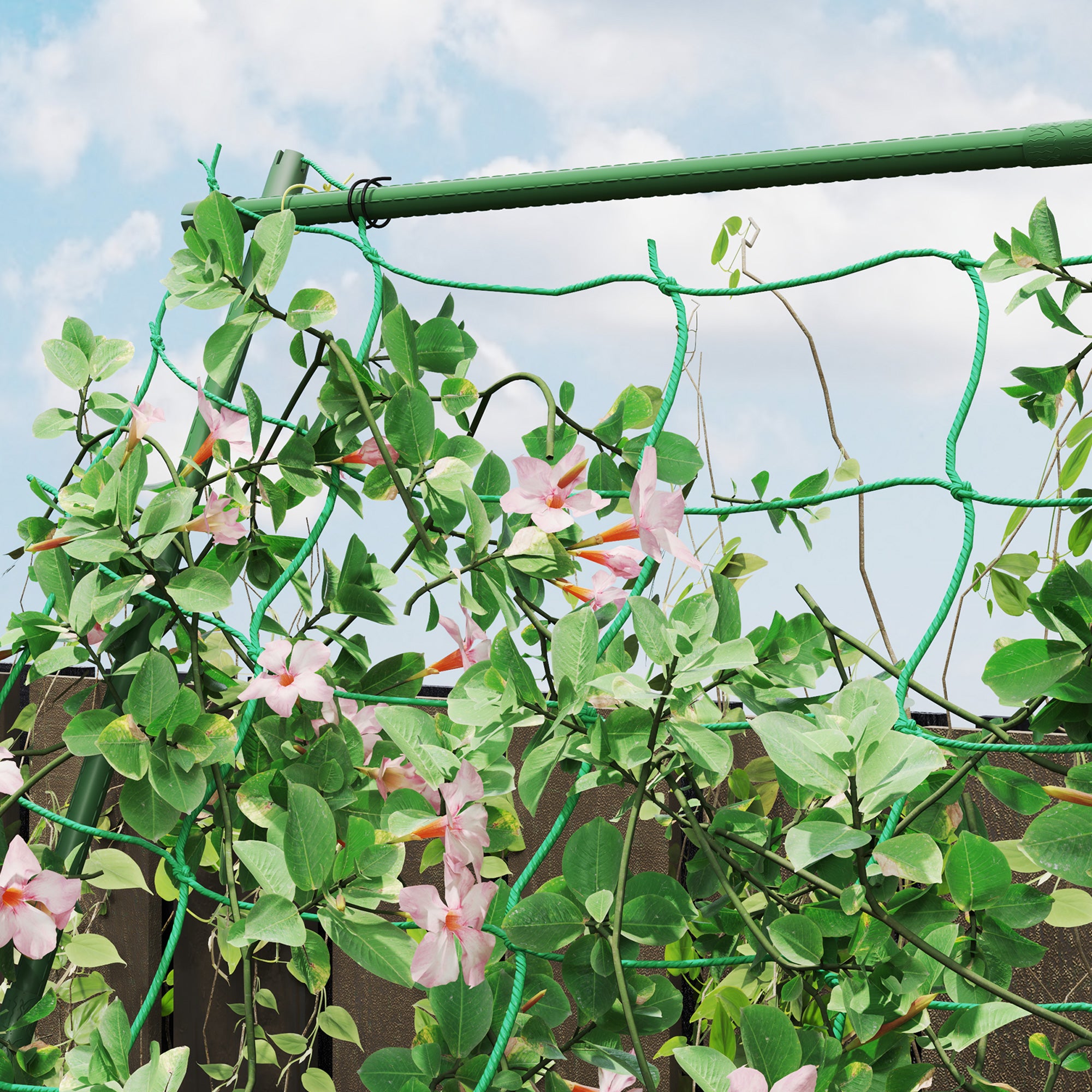 A-shaped Tomato Support with Adjustable Levels with Net, in Steel, PE and PP, 101x133x227 cm, Green