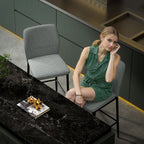 Set of 2 Modern Velvet Bar Stools with Footrest and Backrest, 41x52x97 cm, Grey