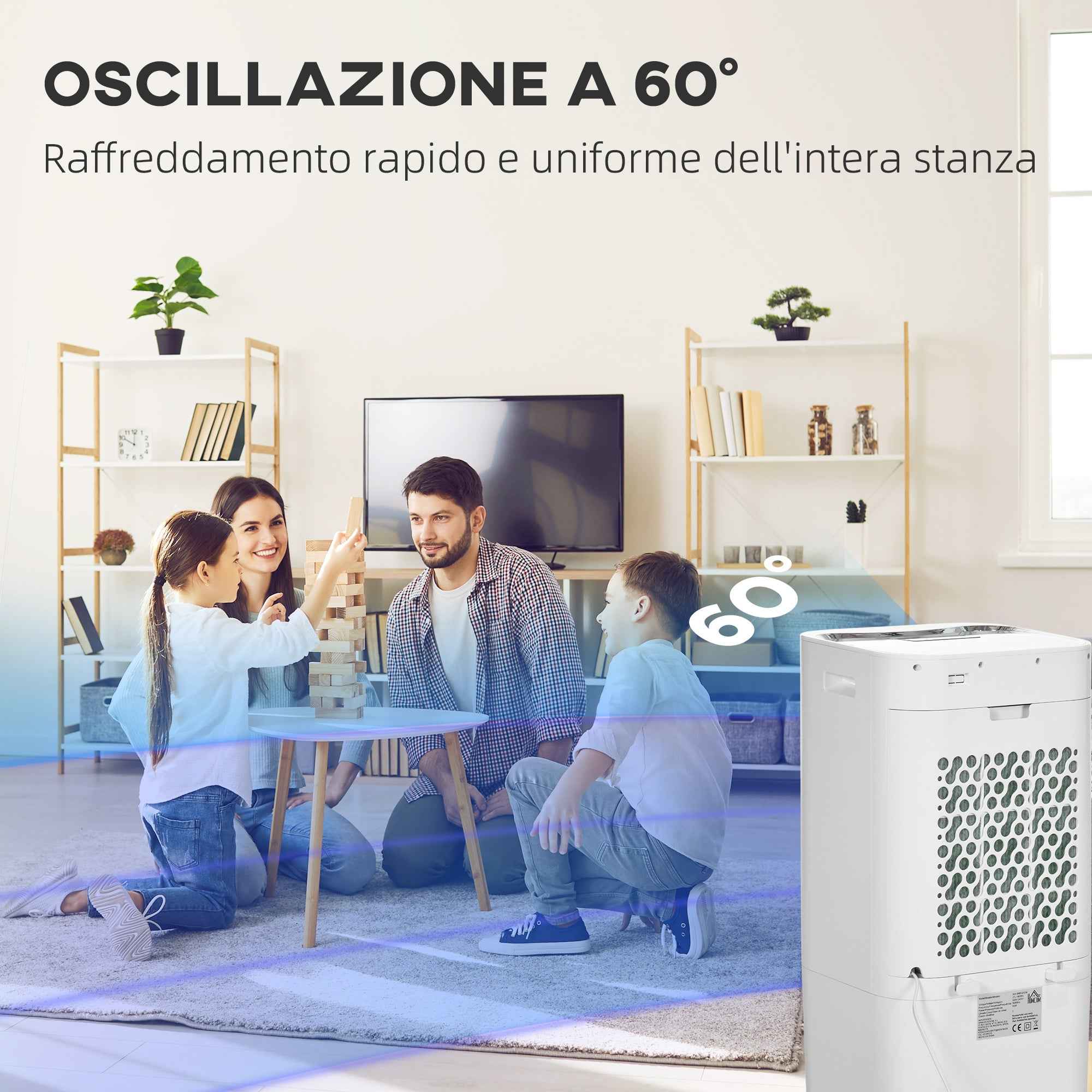 3-in-1 Evaporative Air Cooler and Fan with Ice, 3 Speeds with Timer, 32x37x74 cm, White