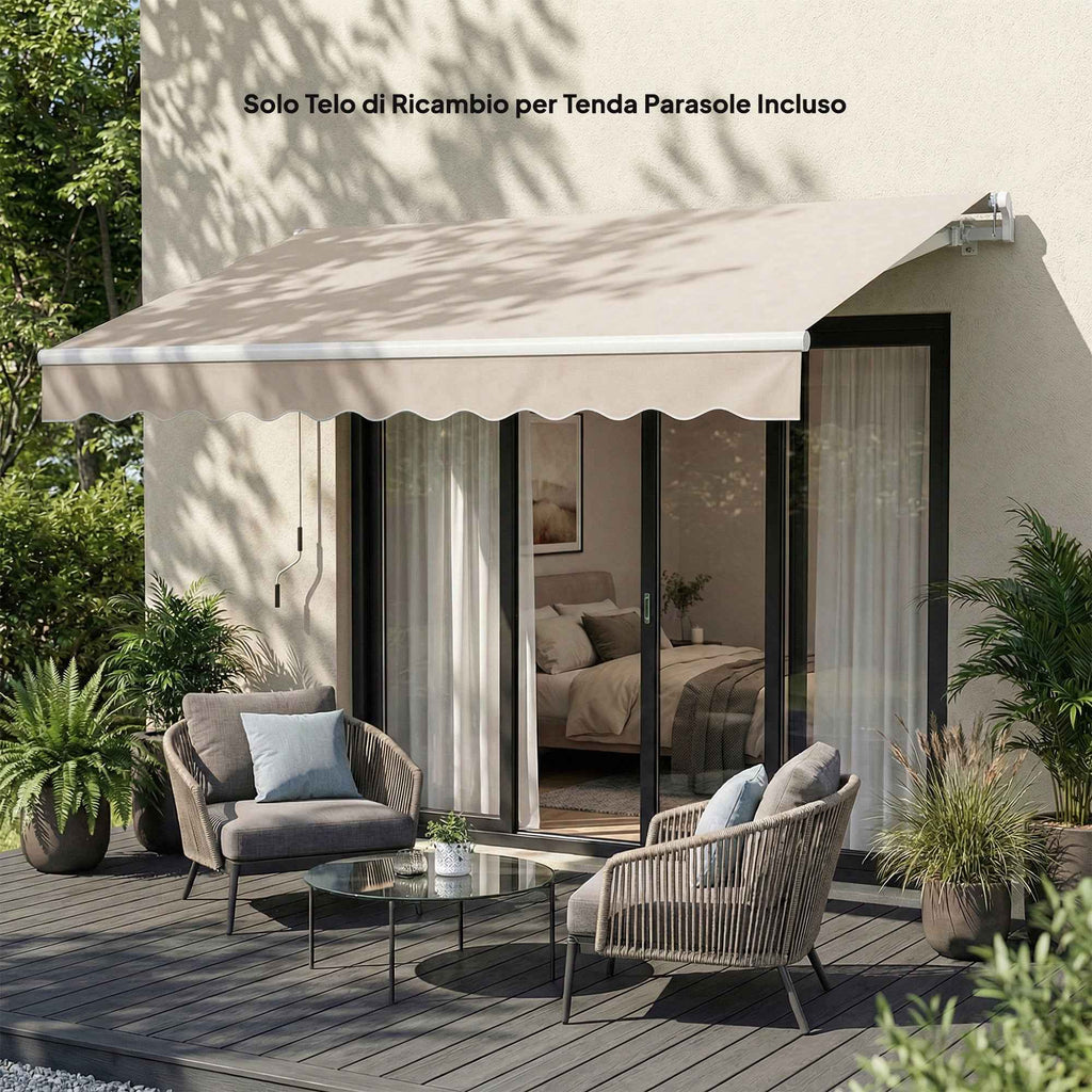 Outsunny Replacement Canopy for Retractable Awning, UV 50+ Polyester, 3.5x2.5 m, Cream