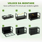 PawHut Raised and Foldable Reptile House with Tempered Glass and Plastic Lid and Walls, 60x45x32 cm, Black