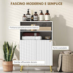HOMCOM Modern Bathroom Cabinet with 2 Open Shelves and Soft-Close Doors, 60x31.8x93 cm, White