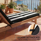 Outsunny Set of 2 Outdoor Chair Cushions with 6 Attachment Ties, Cotton, 183x54x6.5 cm, Black and White