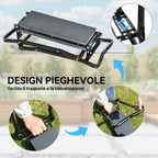 Outsunny 2-in-1 Steel Kneeling Chair with Storage Bag and EVA Cushion, 58x28x49 cm, Grey and Black