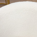 Height-Adjustable Office Chair with Swivel Seat and Teddy Velvet Upholstery, White and Gold