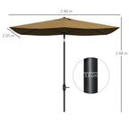 Outsunny 3x2m Rectangular Garden Umbrella with Crank Opening and Tilting, Coffee
