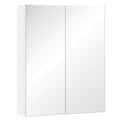 Bathroom Cabinet with 2 Doors and Mirror in White MDF 60 x 75 x 15cm