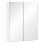 Bathroom Cabinet with 2 Doors and Mirror in White MDF 60 x 75 x 15cm