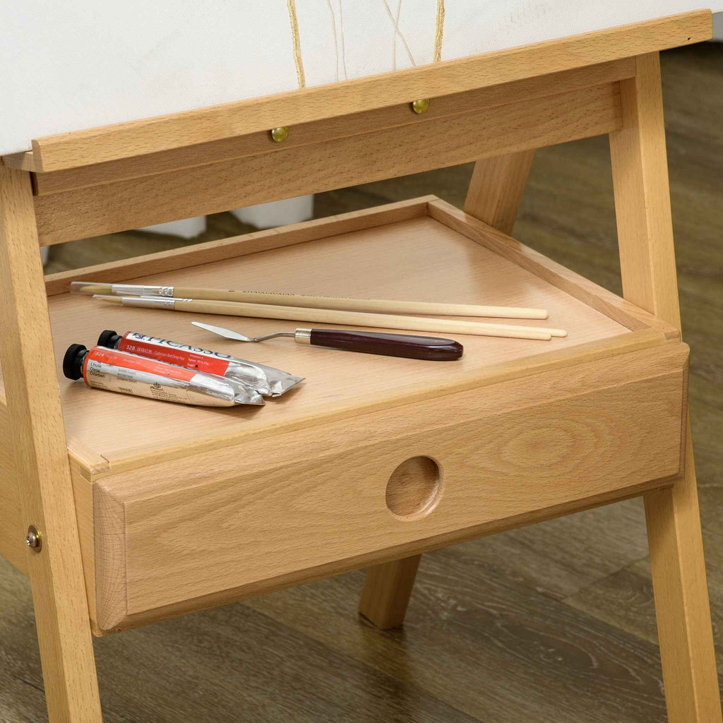 Vinsetto Height-Adjustable Painter's Easel with Drawer, Beech Wood, 43.5x43x150-190 cm