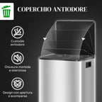 30L 2-Section Pedal Bin with Silent Lid, Stainless Steel and PP, 47.7x37. 5x66. 8 cm