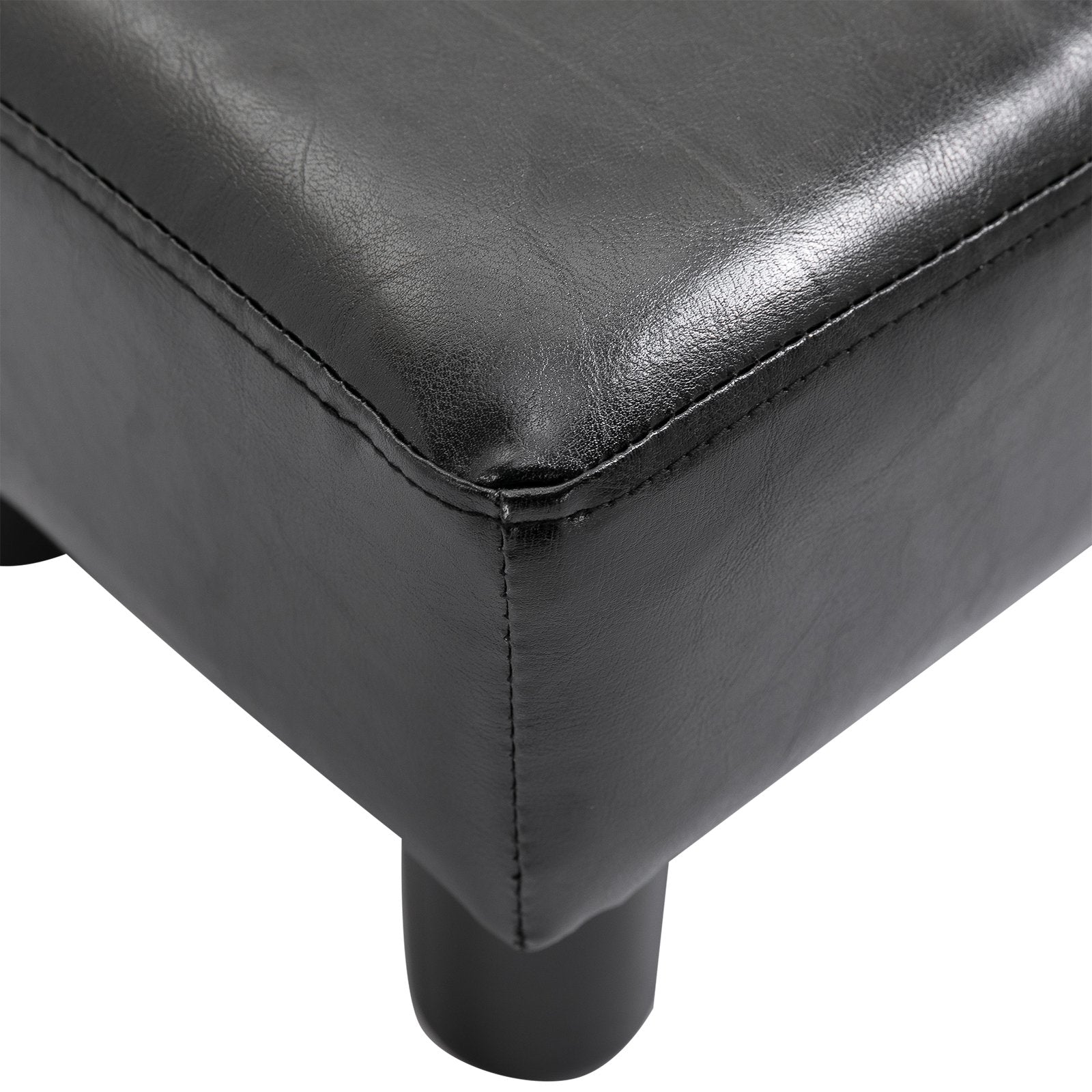 Rectangular Footstool Padded and Covered in Black Eco-Leather, 40x30x24 cm, Max. 100kg, for /Living Room/Entrance - Borgè