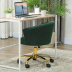 Vinsetto Teddy Velvet Swivel Office Chair, Steel Frame, Adjustable Height, 120kg Load Capacity, Dark Green