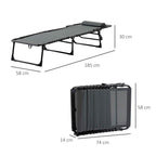 Outsunny Folding Garden Lounger with 5-Position Reclining Backrest and Cushion, 185x58x30cm, Grey