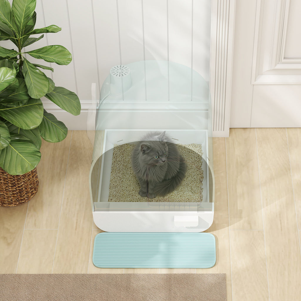 Closed Cat Litter Box with Filters, Scoop and Tray, PP Structure, 43x44x47cm, Green