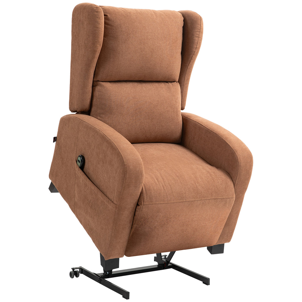 Velvet Lift Relax Chair with 160° Reclining Backrest with Remote Control, Dark Brown