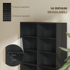 CD Rack with 14 Adjustable Shelves, 640 CDs/360 DVDs Capacity, 78.5x24x175 cm, Black