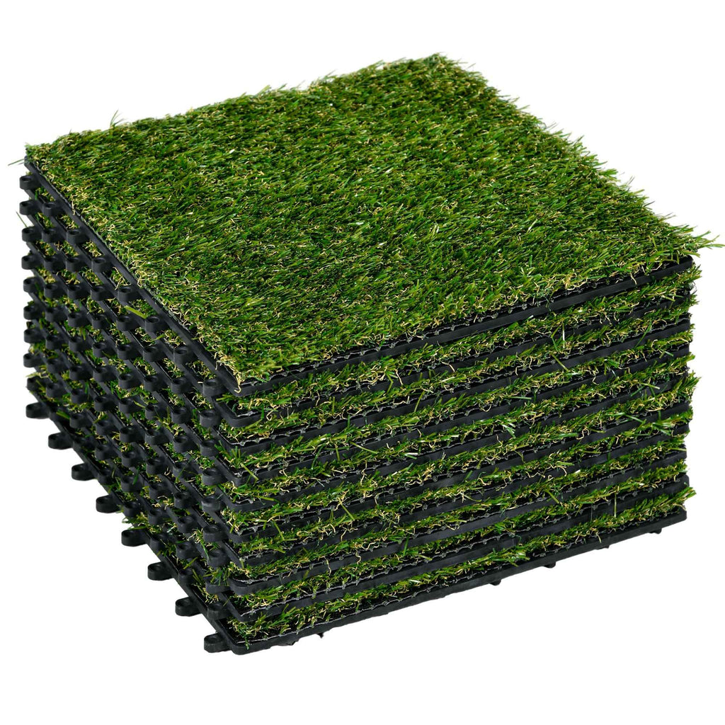 Outsunny Artificial Grass, Realistic Synthetic Lawn, 30x30cm, Dark Green