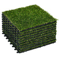 Outsunny Artificial Grass, Realistic Synthetic Lawn, 30x30cm, Dark Green