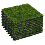Outsunny Artificial Grass, Realistic Synthetic Lawn, 30x30cm, Dark Green