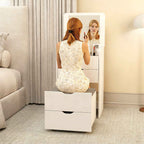 HOMCOM 3-in-1 Dressing Table with Mirror, Compartment, 2 Drawers and Stool, Wooden, 50x40x78 cm, White