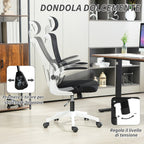 Adjustable and Reclining Office Chair with Removable Headrest, Mesh Fabric, 60x59x114-122 cm, Black