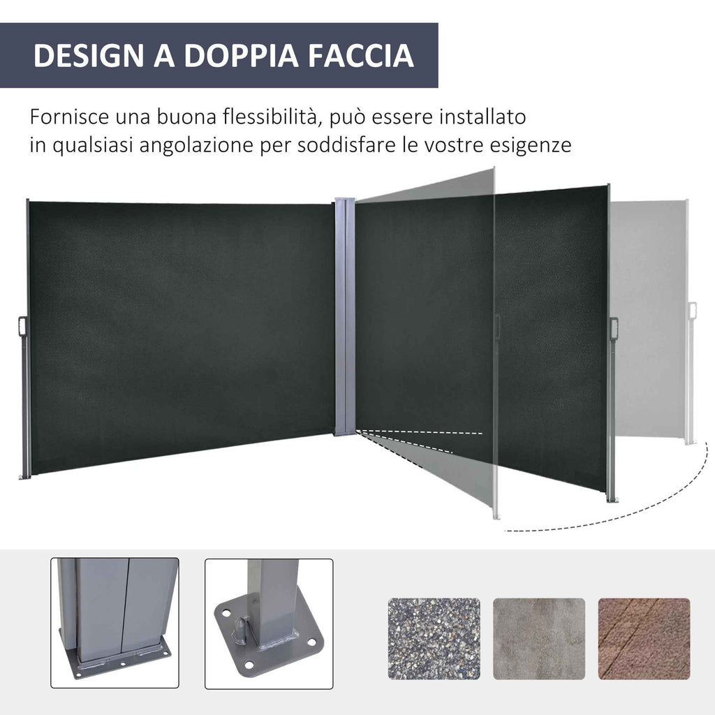 Outsunny Adjustable UV-Resistant Garden Divider with Handle, Metal and 180g/m² Polyester, 600x180cm, Grey