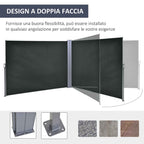 Outsunny Adjustable UV-Resistant Garden Divider with Handle, Metal and 180g/m² Polyester, 600x180cm, Grey
