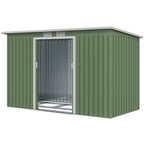 Steel Sheet Garden Tool Shed, Steel Garden Storage Shed with Sliding Doors, 280x130x172cm, Light Green