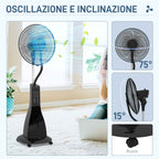 Misting Fan with 3L Tank, 3 Modes and 3 Speeds, 44.5x38.5x120 cm, Black