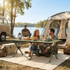 Outsunny 116cm Folding Camping Table, Waterproof Picnic Table with Roll-Up Top and Metal Frame, Portable for Garden, Park, BBQ, Green