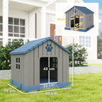 Waterproof Outdoor Dog House for Medium Dogs with Raised Base and Windows, 85x79x82 cm, Grey