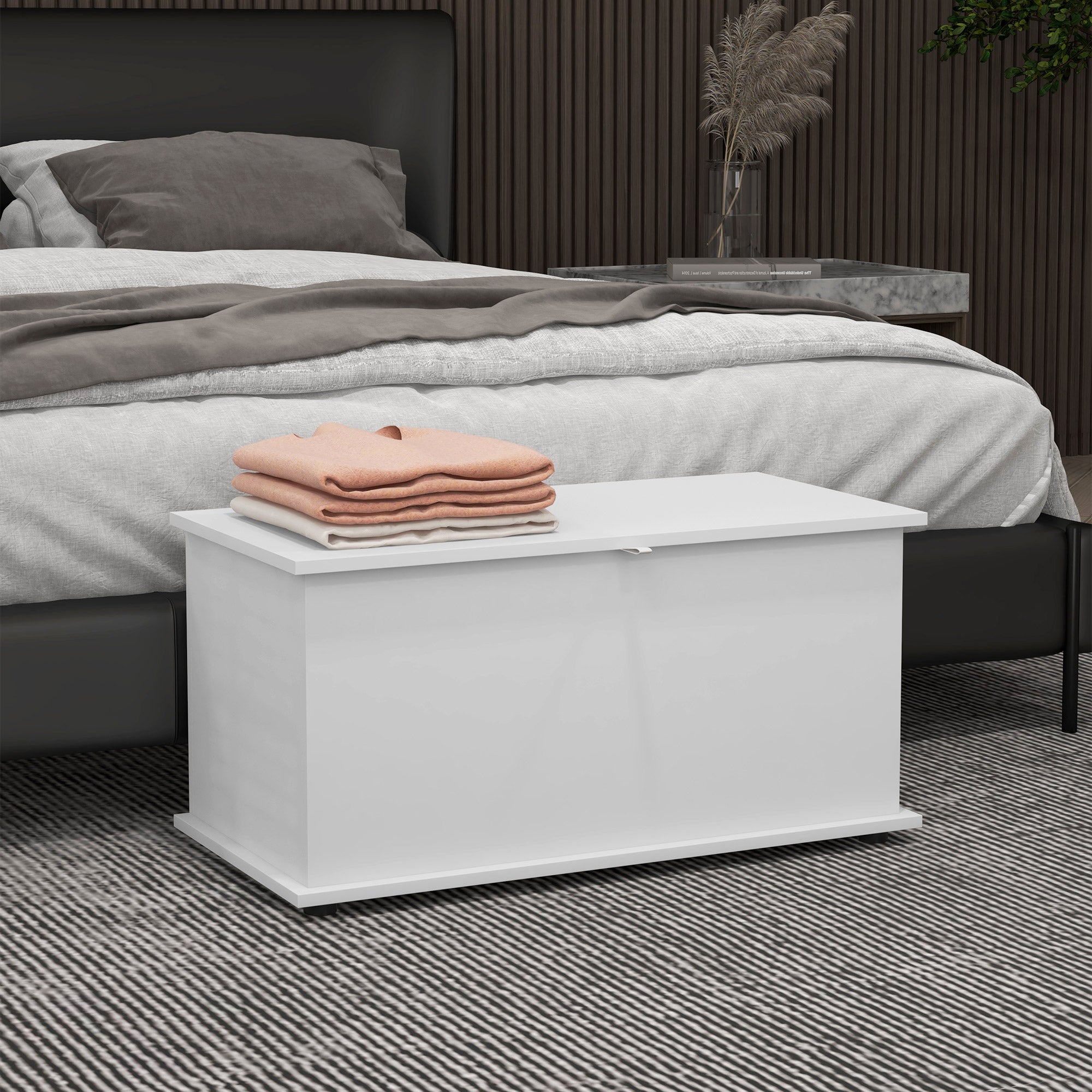 Multipurpose Wooden Storage Bench for Bedroom and Entrance, 80x40x40 cm, White