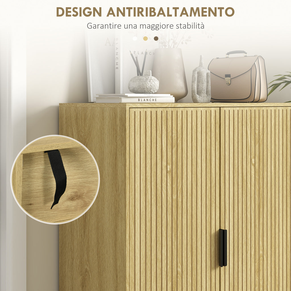 Space-Saving Shoe Rack for 15 Pairs of Shoes with 4 Adjustable Shelves, 80x38x110cm, Oak