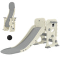 Foldable Children's Slide with Basketball Hoop and Ball, Made of PP and HDPE, 146x52x65 cm, Grey and Cream