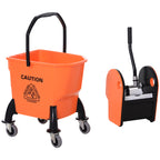 Professional Cleaning Trolley 26L Capacity Removable Wringer with Wheels 44 × 36 × 90cm Orange