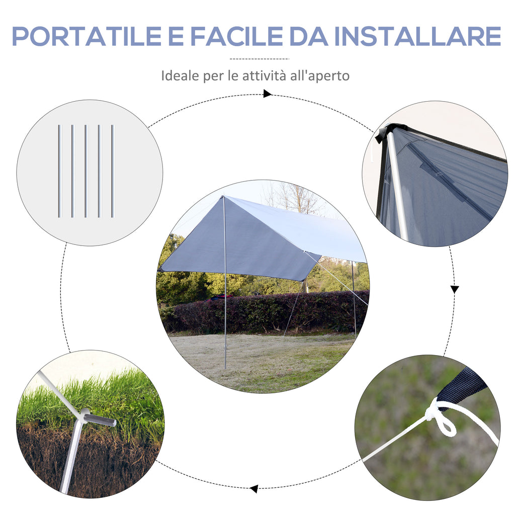 Portable Awning 3x3 m, Waterproof Awning for Camping and Beach, White