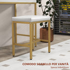 Vanity Makeup Table with Mirror, 2 Drawers, 5 Shelves and Stool, in MDF and Chipboard, 80x40x138 cm, White - Borgè