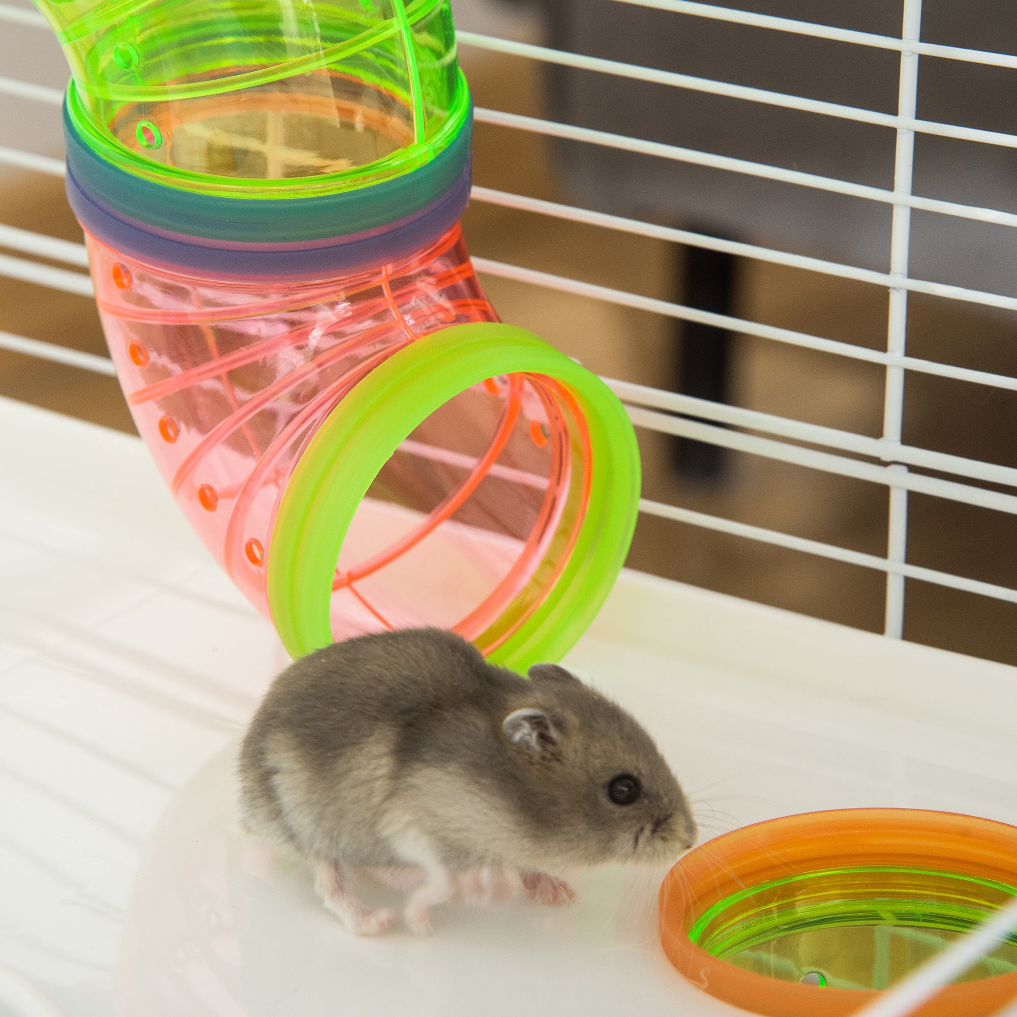 5-Tier Hamster Cage with Tubes, House, Water Tank and Wheel, 59x36x69 cm